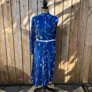 VINTAGE 80’s COBALT & WHITE HAWAIIAN FLORAL SET